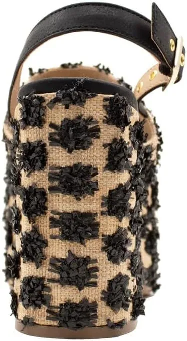 Sbicca Womens Missoula Raffia Platform Sling Back Casual Sandals Casual High Heel 3" & Up - Black