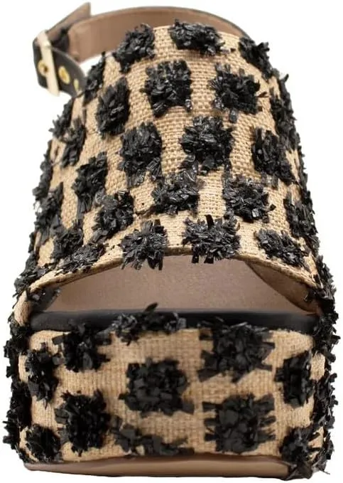 Sbicca Womens Missoula Raffia Platform Sling Back Casual Sandals Casual High Heel 3" & Up - Black