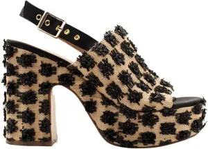 Sbicca Womens Missoula Raffia Platform Sling Back Casual Sandals Casual High Heel 3" & Up - Black