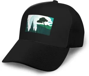 Scenic View of a Tree on a Cliff Baseball Cap for Men Women Baseball Hat Outdoor Casual Breathable Caps Adjustable Trucker Hat Dad Hats Black