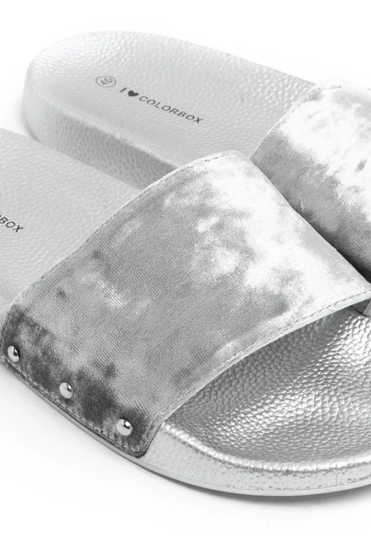 Silver Velvet Sandal