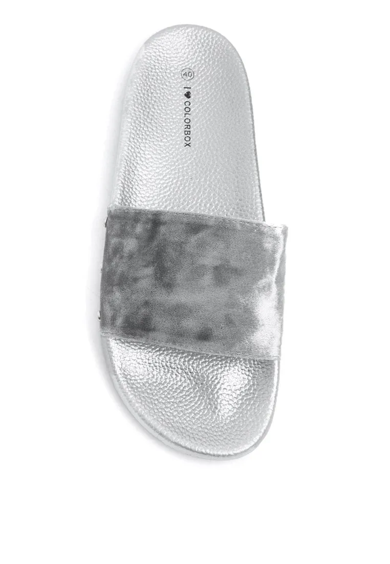 Silver Velvet Sandal