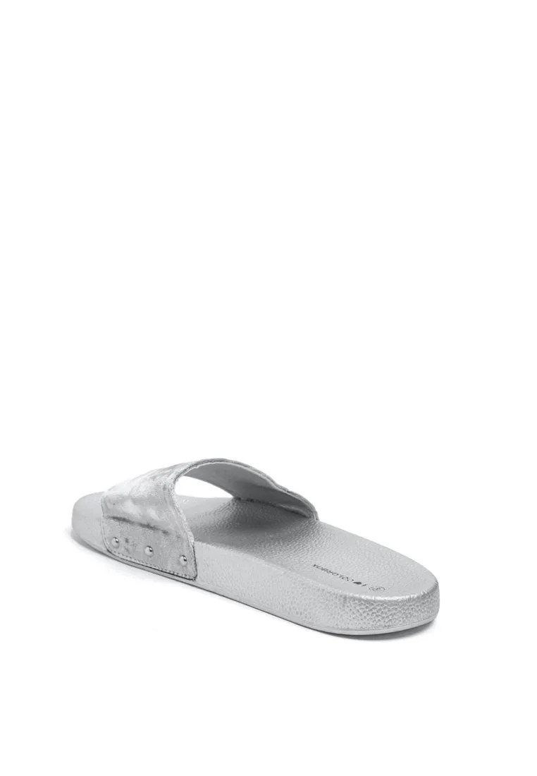 Silver Velvet Sandal