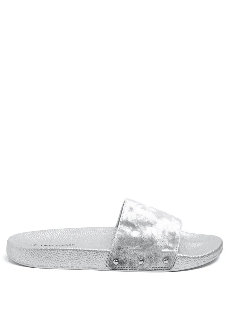Silver Velvet Sandal