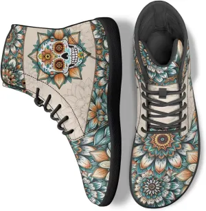 Skull High Top Work Barefoot Shoes Running Sneakers Non Slip Walking Tennis Shoes for Women Men