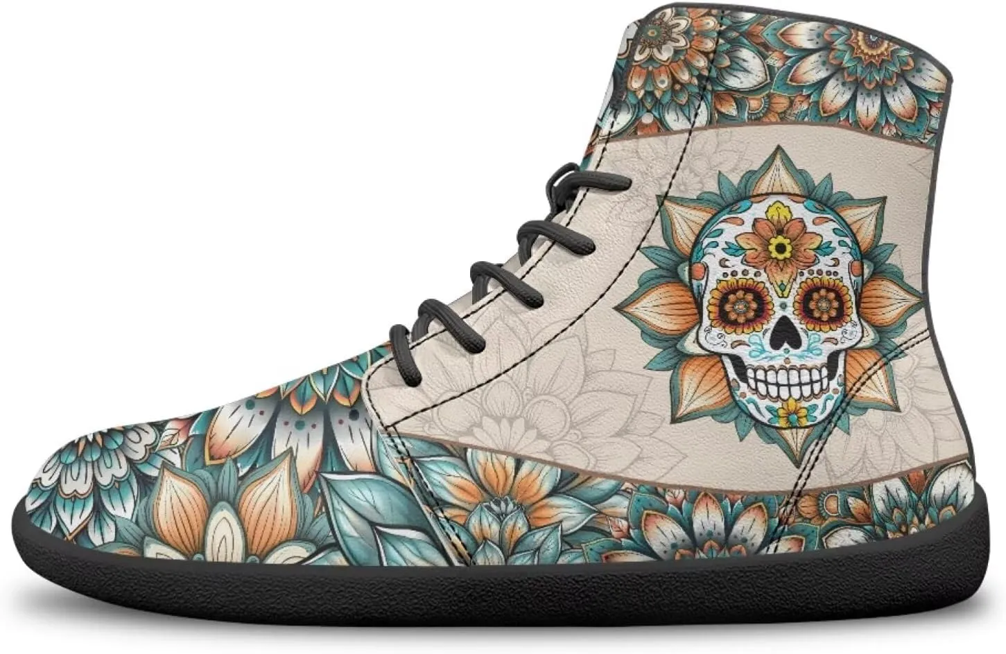 Skull High Top Work Barefoot Shoes Running Sneakers Non Slip Walking Tennis Shoes for Women Men