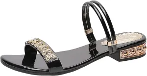 Slides Sandals Women Footwear Size Slippers And Casual Low Fashion Large Heel Rhinestone Summer Fashion Spring Women