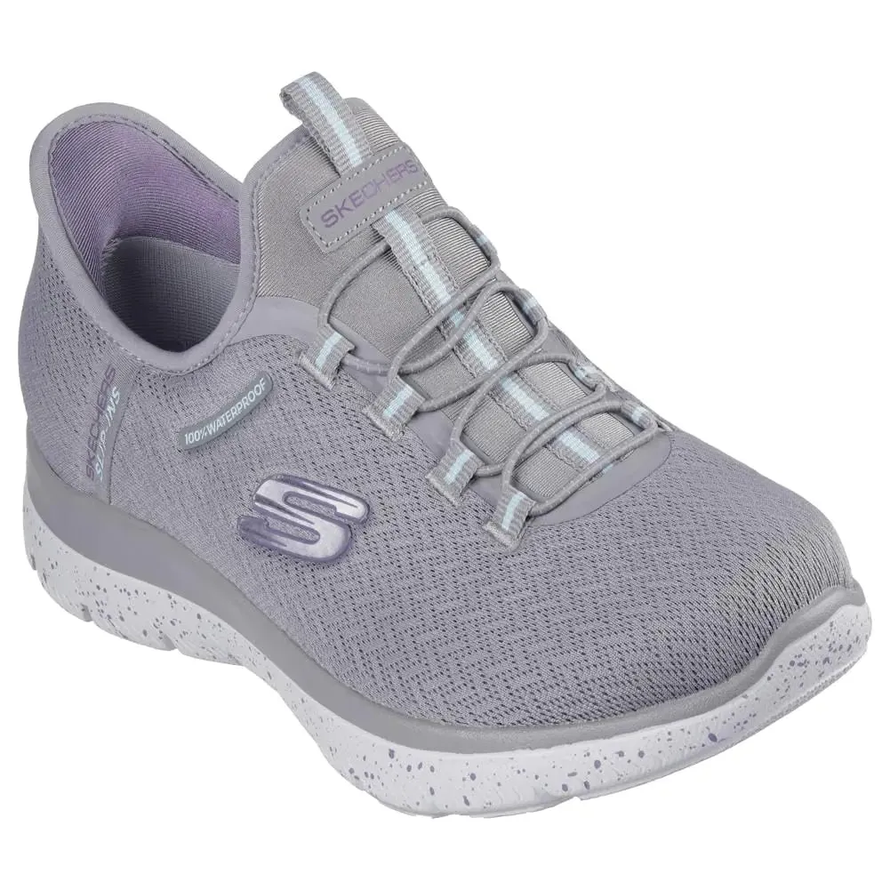 Slip-INS Sport 9.5 Free One-time offer Summits-Best Trusted Womens Hands GYAQ=Grey/Aqua Sneaker Womens Waterproof Skechers Choice