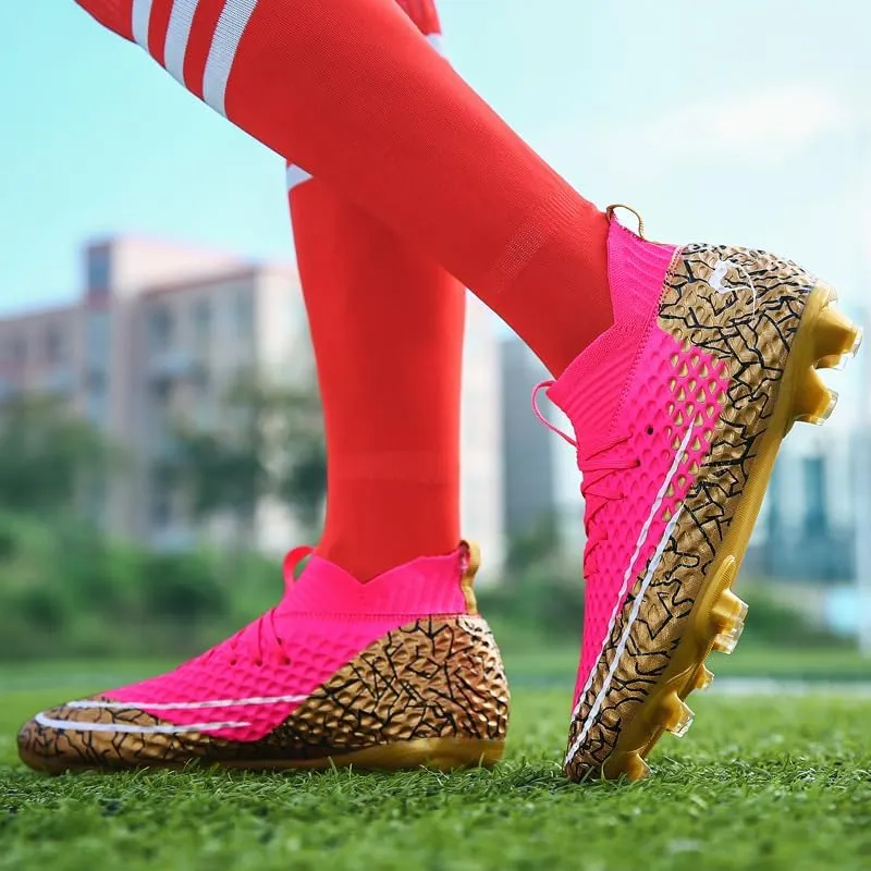 Soccer Cleats for Mens Turf Soccer Shoes Indoor Footall Cleats High Ankle TF AG FG Football Boots Wide Training Sneaker