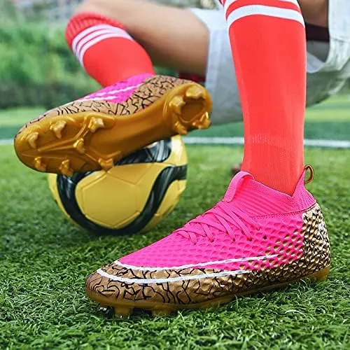 Soccer Cleats for Mens Turf Soccer Shoes Indoor Footall Cleats High Ankle TF AG FG Football Boots Wide Training Sneaker