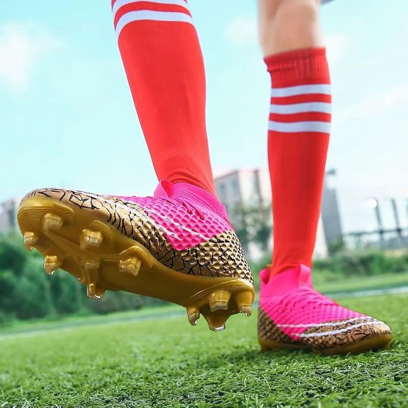 Soccer Cleats for Mens Turf Soccer Shoes Indoor Footall Cleats High Ankle TF AG FG Football Boots Wide Training Sneaker