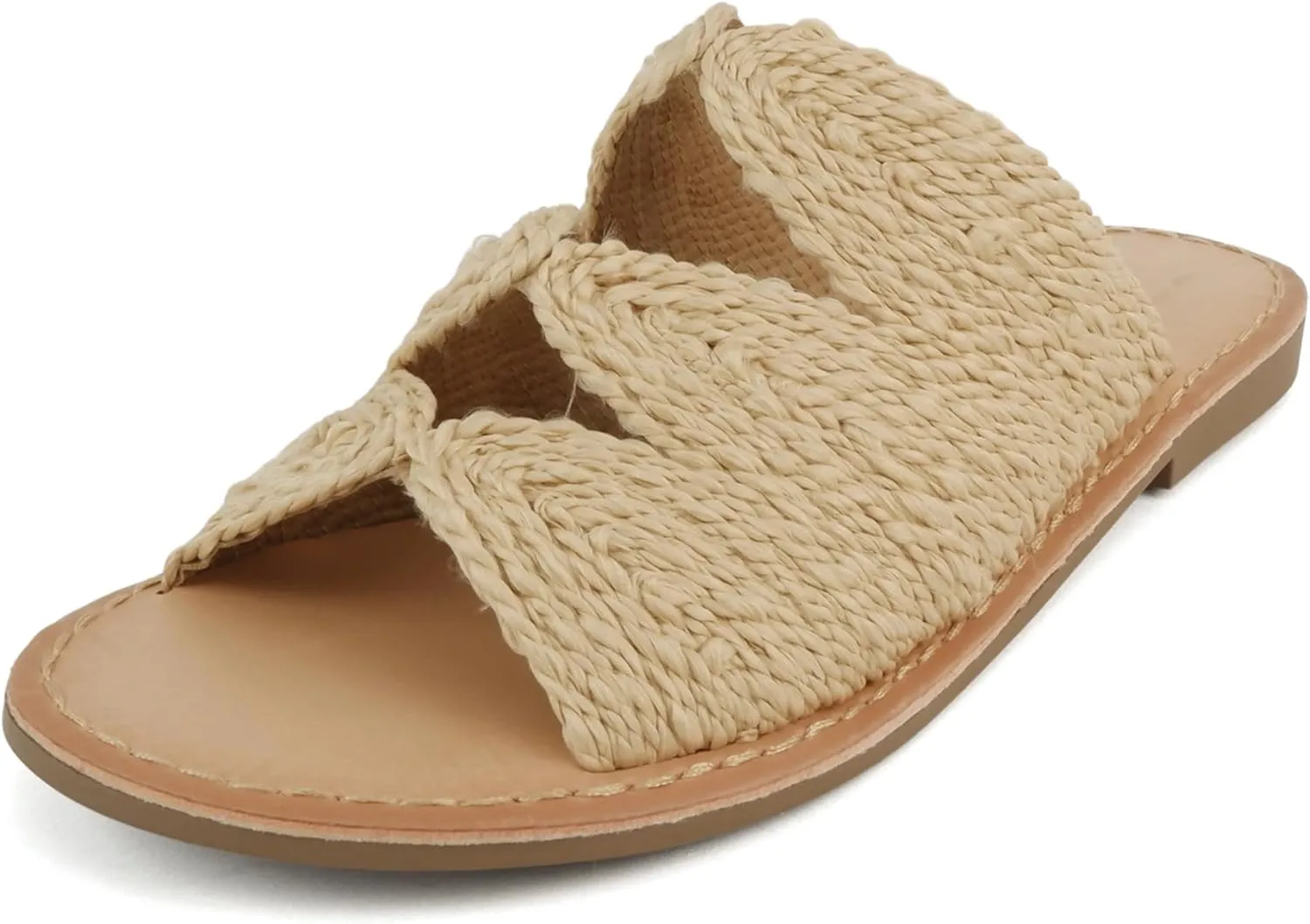 Soda “Takes” ~ Women Open Toe Raffia Flat Sandals