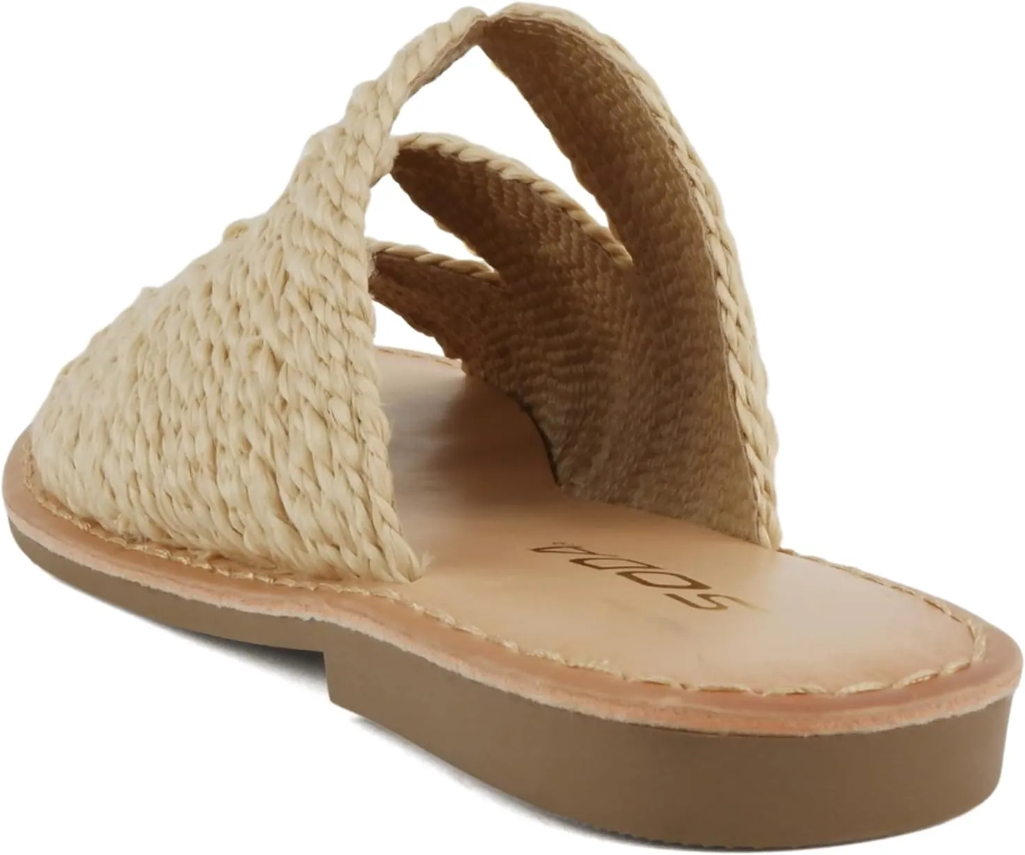 Soda “Takes” ~ Women Open Toe Raffia Flat Sandals