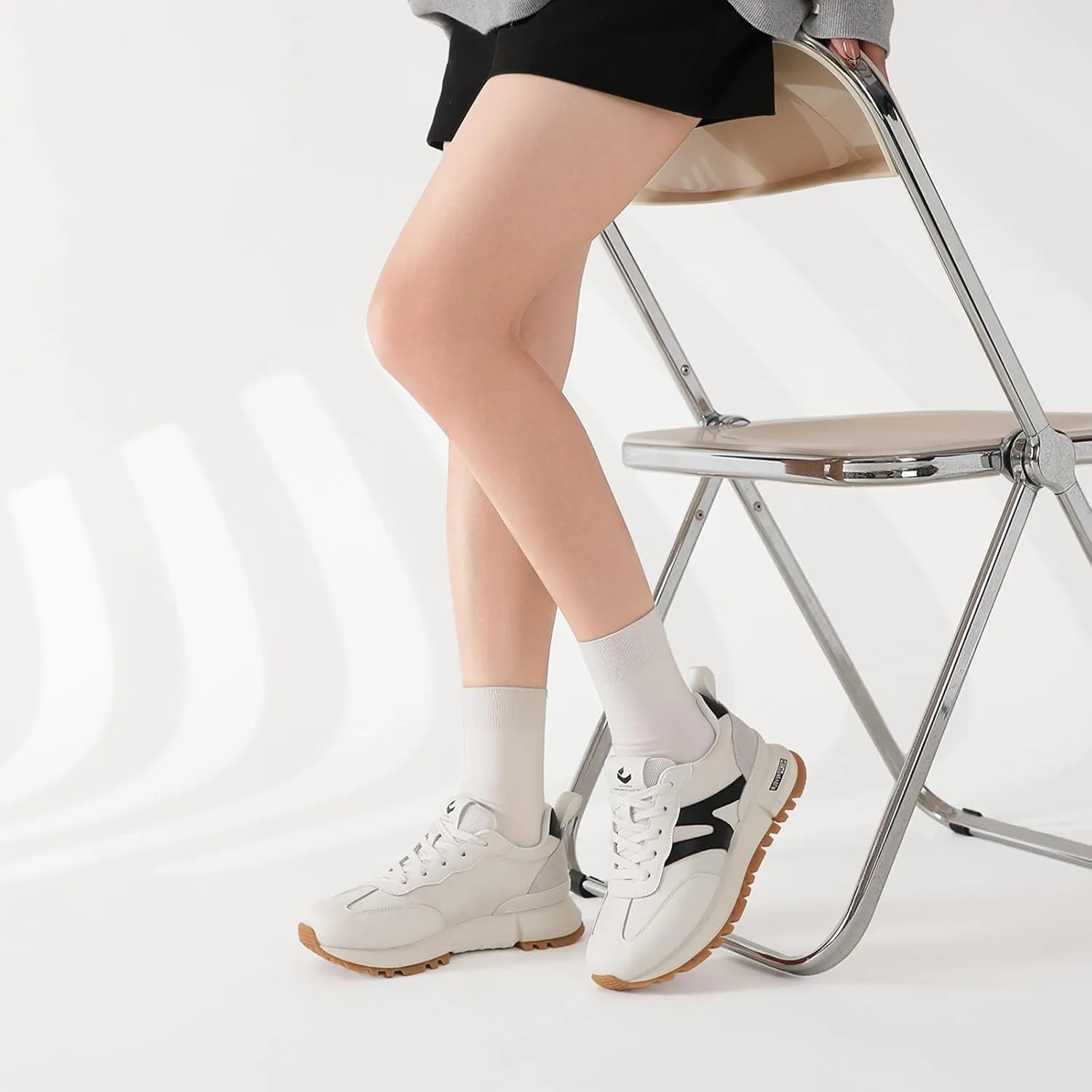 somiliss Sneakers for Women Genuine Leather Suede Patchwork Casual Lace Up Non-Slip Walking Shoes Comfortable Tennis Running Shoes Womens Fashion Sneakers