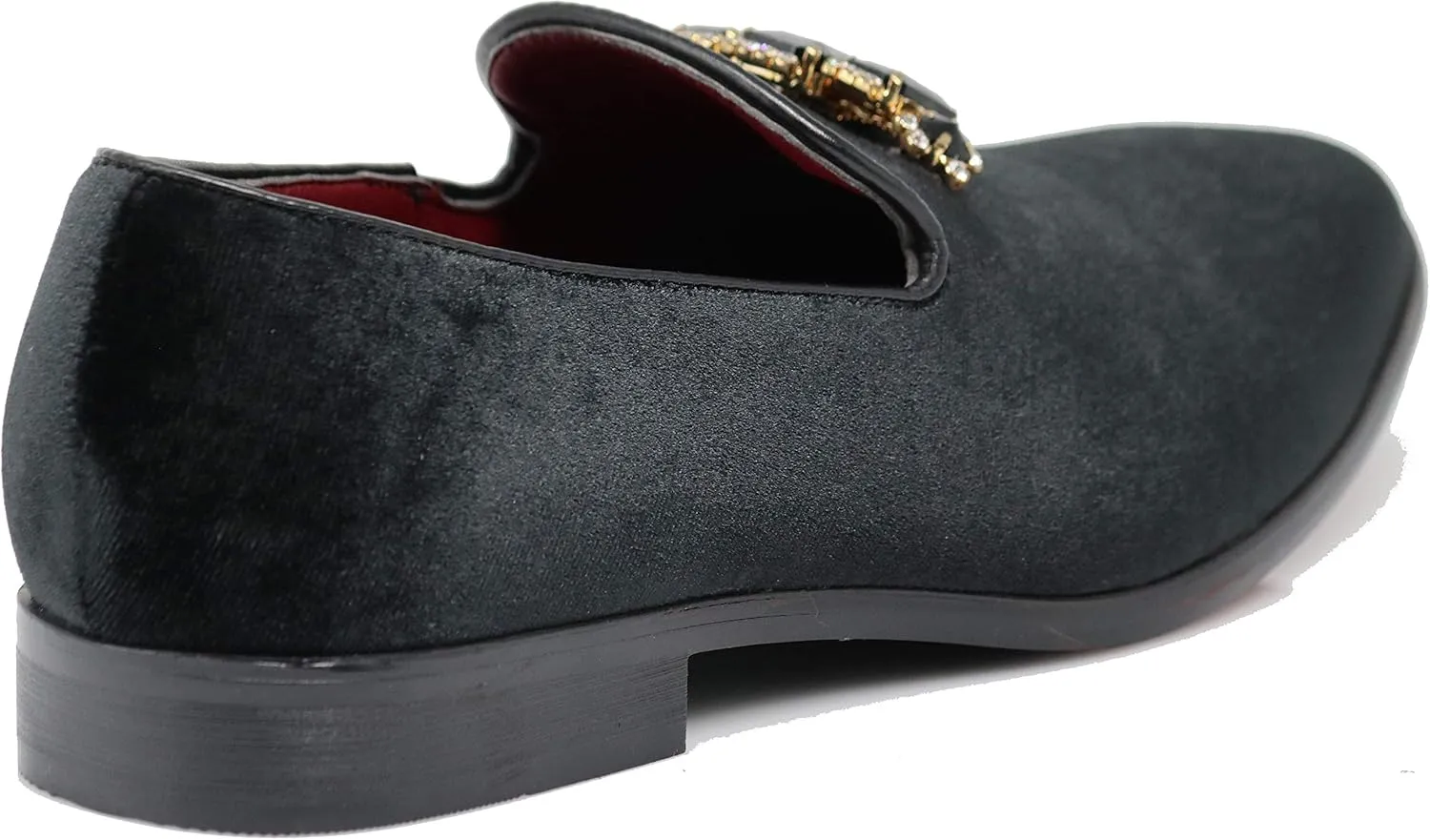 SPK32 Men's Vintage Plain Rhinestone Velvet Dress Loafers Slip On Shoes Classic Tuxedo Dress Shoes