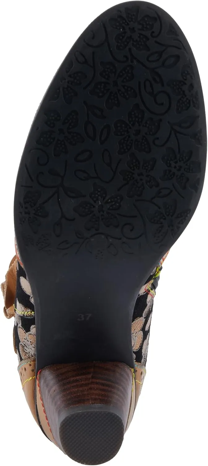 Spring Step L'Artiste Glynn Women's Floral Oxford Bootie - Pretty & Punk, Suede with Rainbow Stitching
