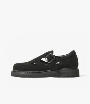 Strapped Oxford Shoes – Black Suede