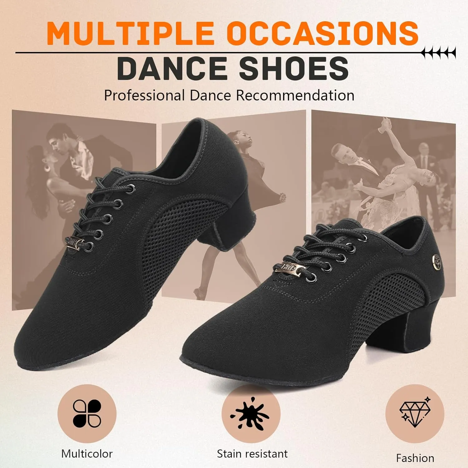 SWDZM Women's Latin Dance Shoes Lace-up Ballroom Modern Salsa Rhythm Teaching Practice Dance Shoes,Model RY1801