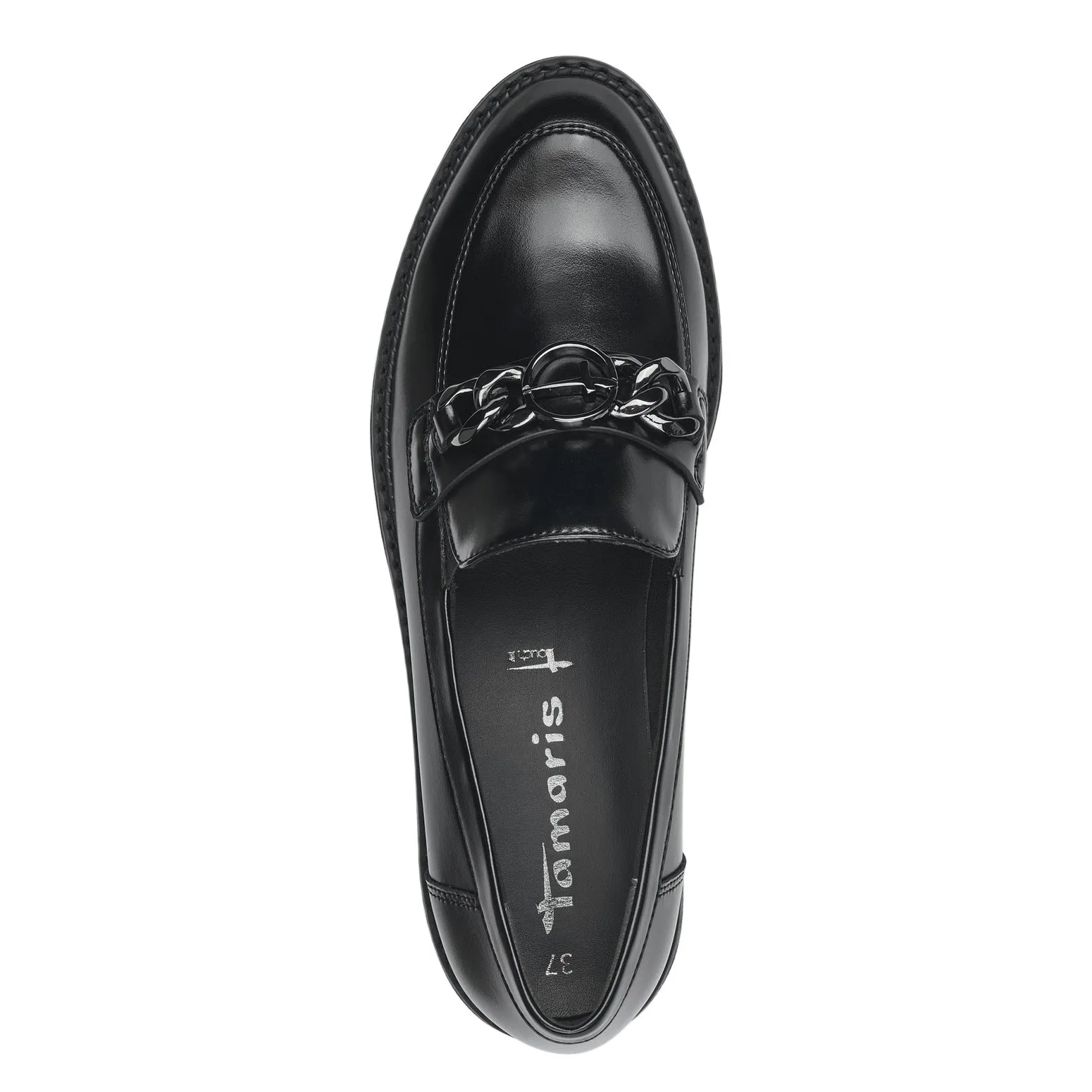 TAMARIS - 24605-001 FLAT LOAFER WITH BUCKLE DETAIL - BLACK