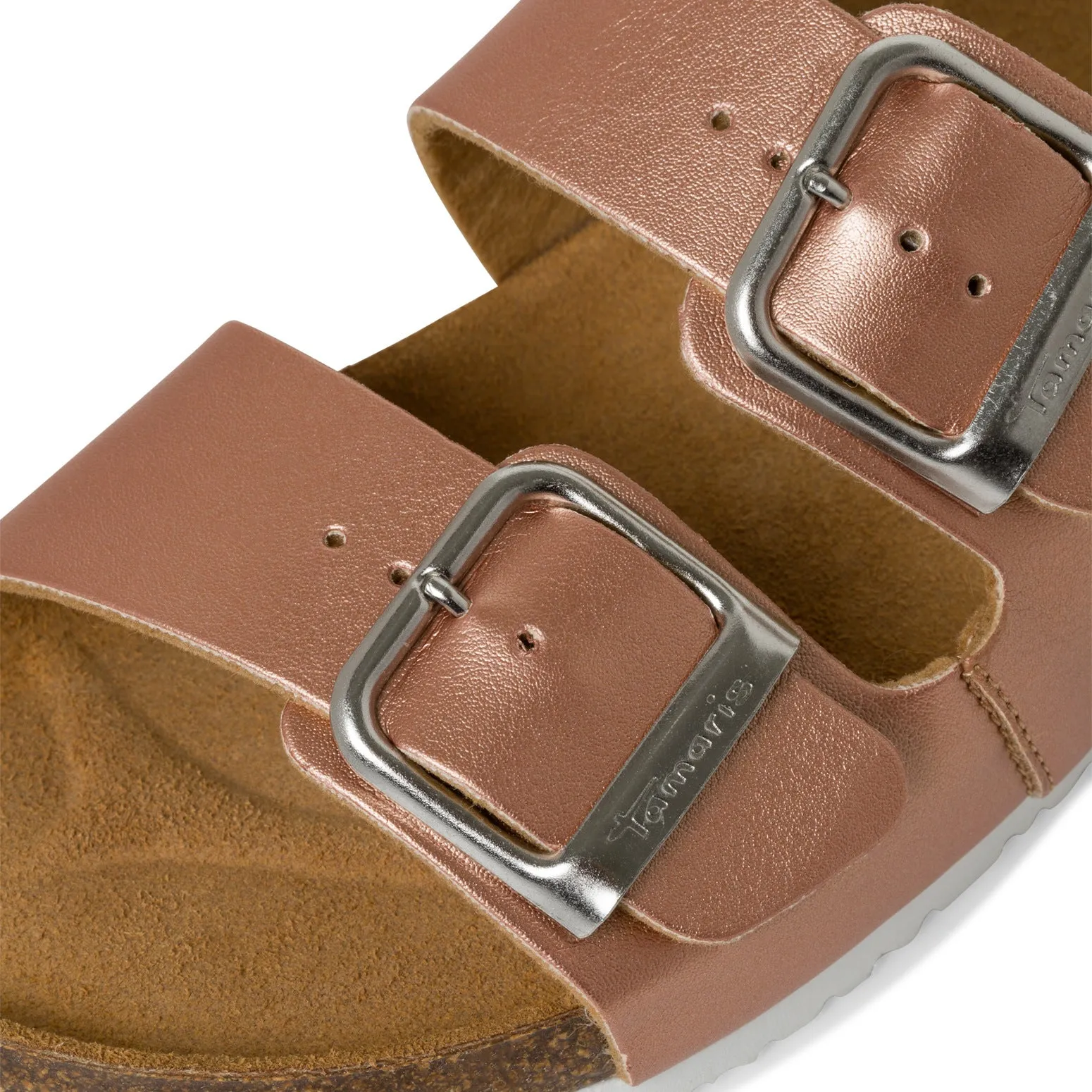 TAMARIS - 27503-943 FLAT DOUBLE STRAP MULE - ROSE GOLD