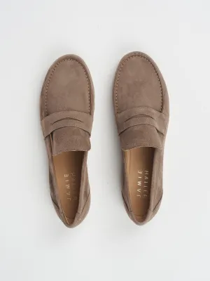The Penny Loafer in Taupe Suede