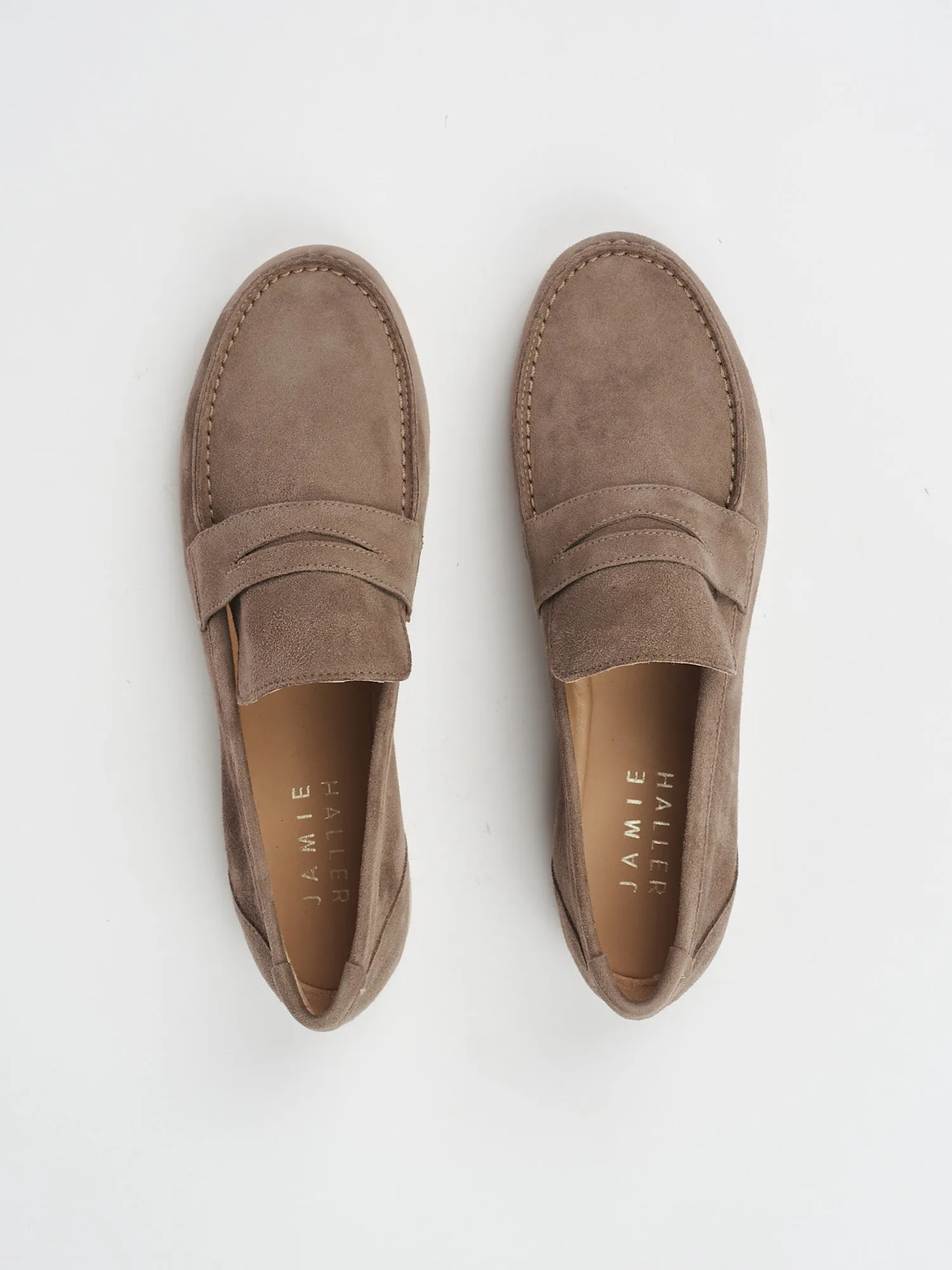 The Penny Loafer in Taupe Suede