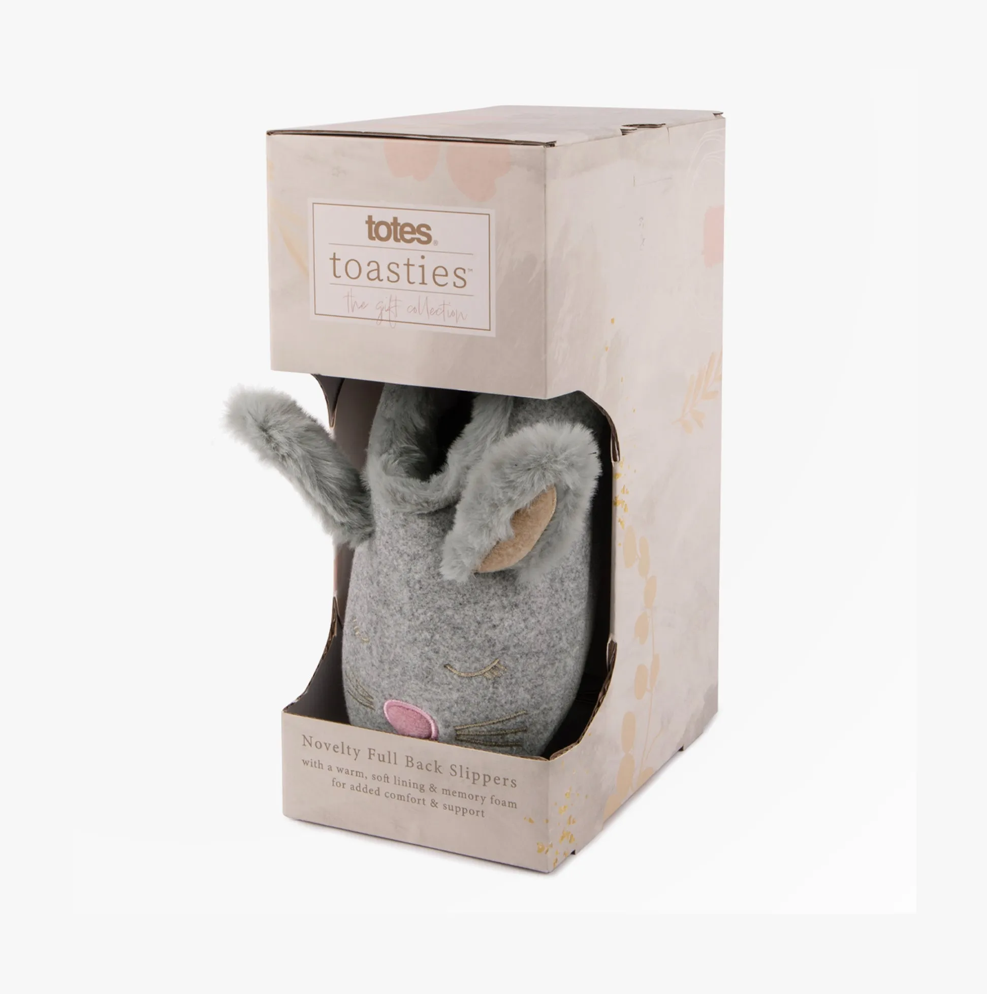 Totes Toasties NOVELTY BUNNY Mule Slippers Womens Grey