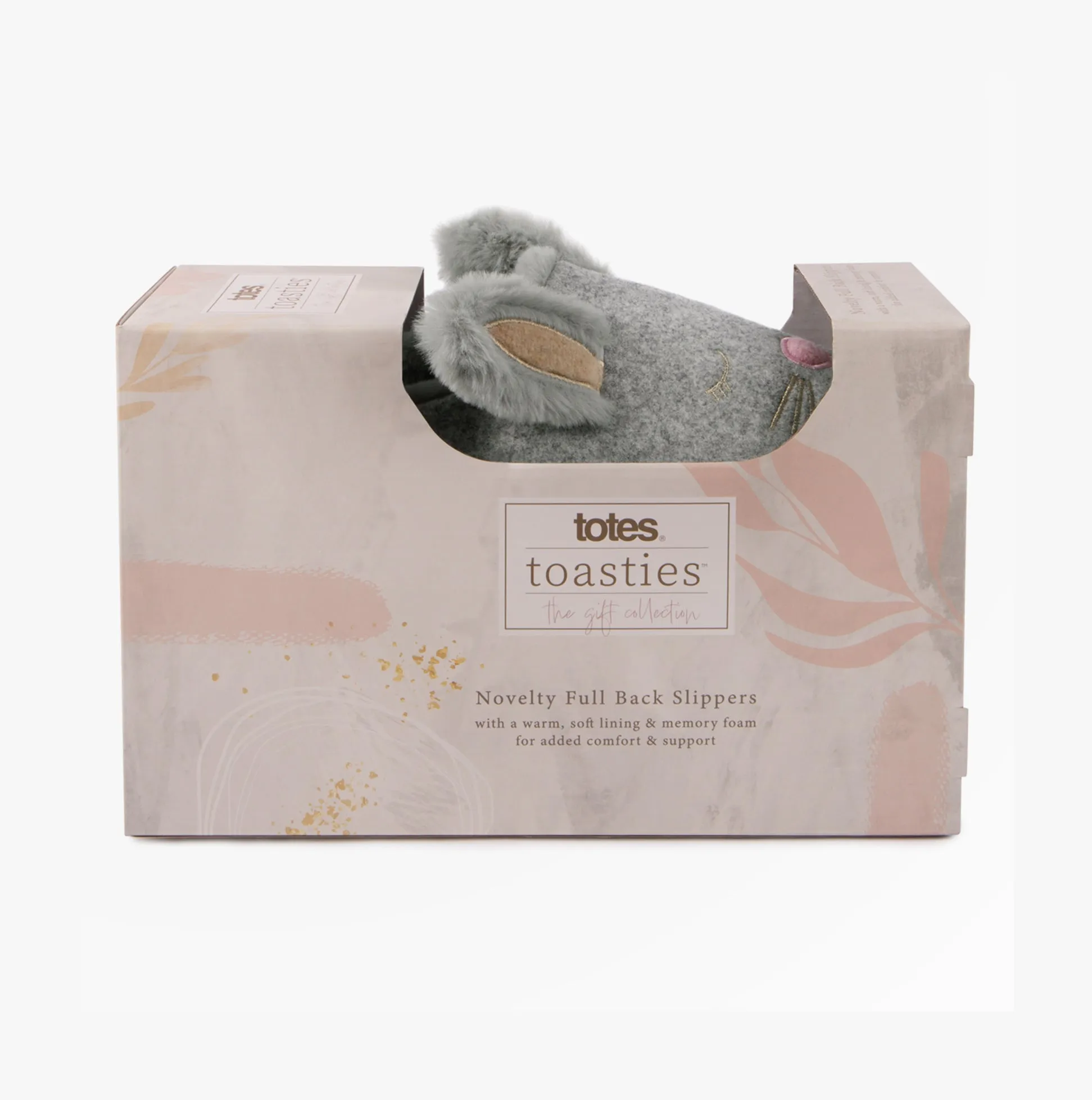 Totes Toasties NOVELTY BUNNY Mule Slippers Womens Grey
