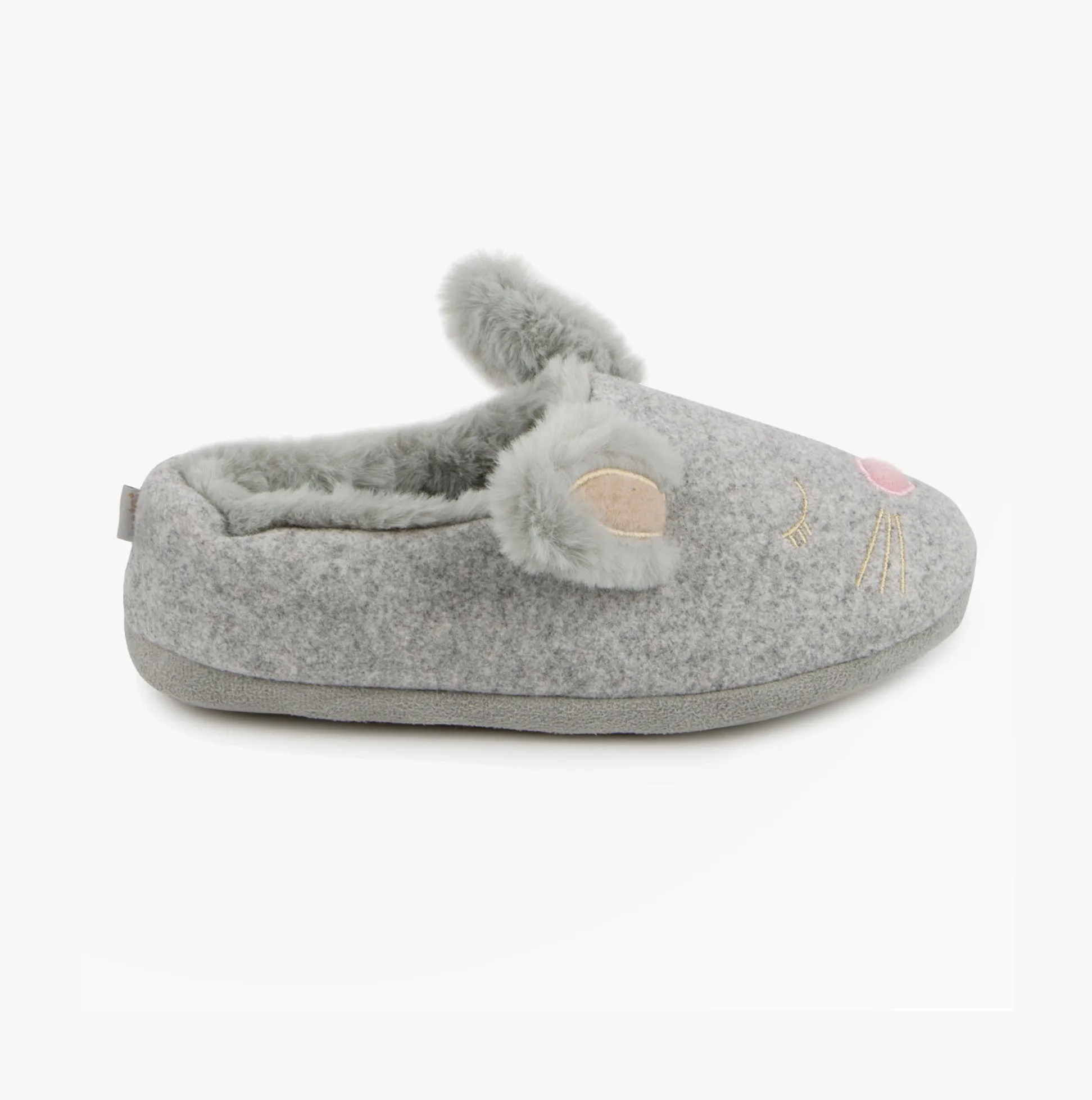 Totes Toasties NOVELTY BUNNY Mule Slippers Womens Grey