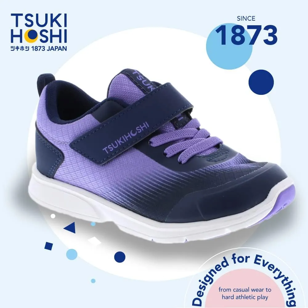 TSUKIHOSHI 3704 Turbo Strap-Closure Machine Washable Child Sneaker Shoe with Wide Toe Box and Slip-Resistant, Non-Marking Outsole - for Toddlers and Little Kids, Ages 1-8