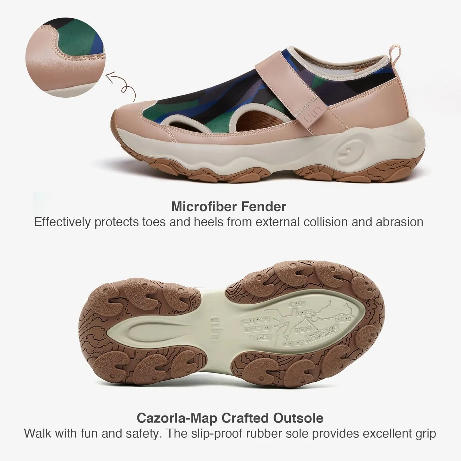 UIN Men's Walking Travel Shoes Slip On Outdoor Non-Slip Lightweight Comfort Hiking Sneaker Cazorla