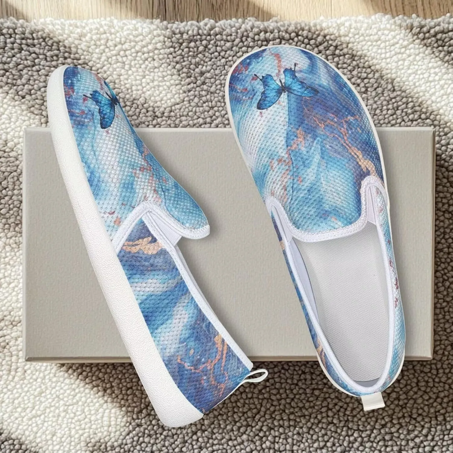 UNICEU Slip On Sneakers for Women Mesh Running Shoes with Anti Slip Rubber Sole,Lightweight Flat Loafers Casual Walking Shoes