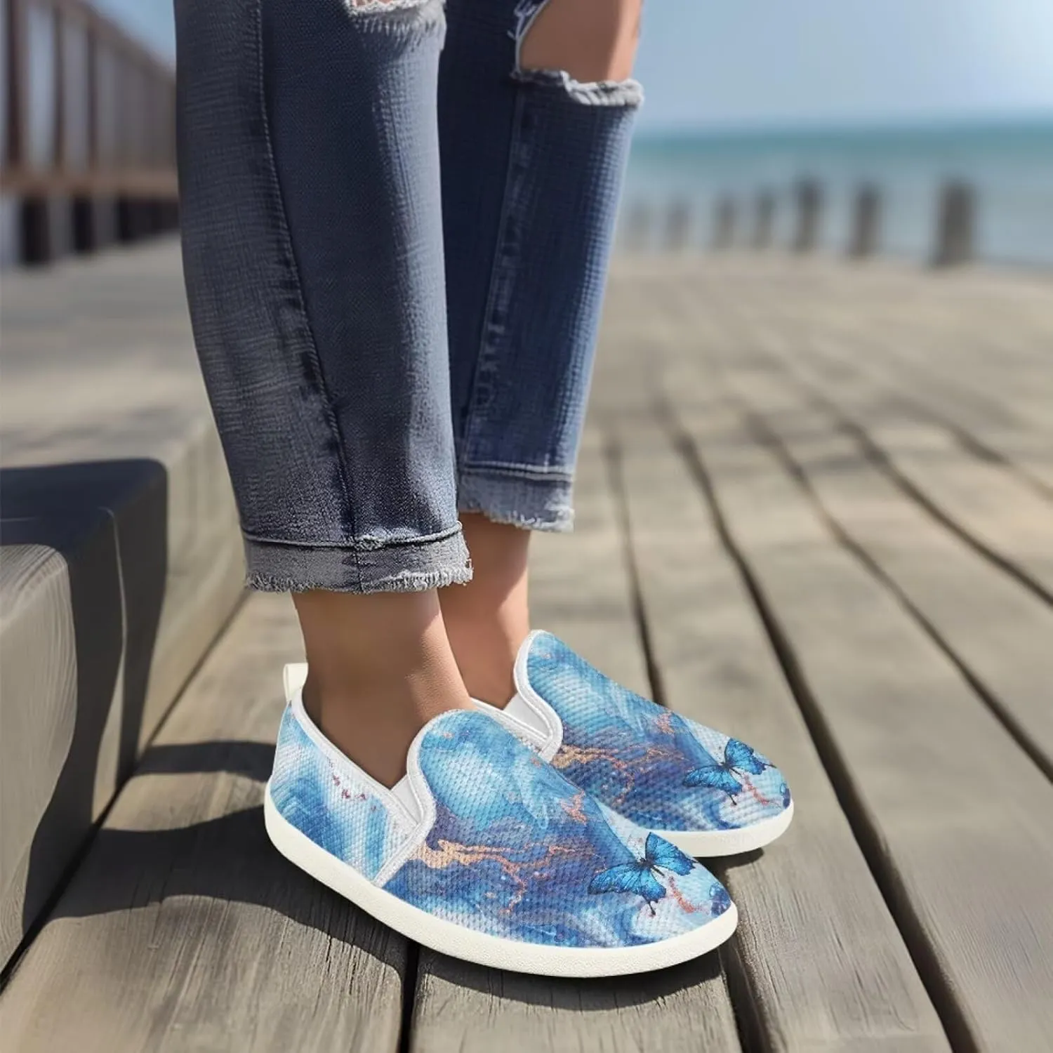 UNICEU Slip On Sneakers for Women Mesh Running Shoes with Anti Slip Rubber Sole,Lightweight Flat Loafers Casual Walking Shoes
