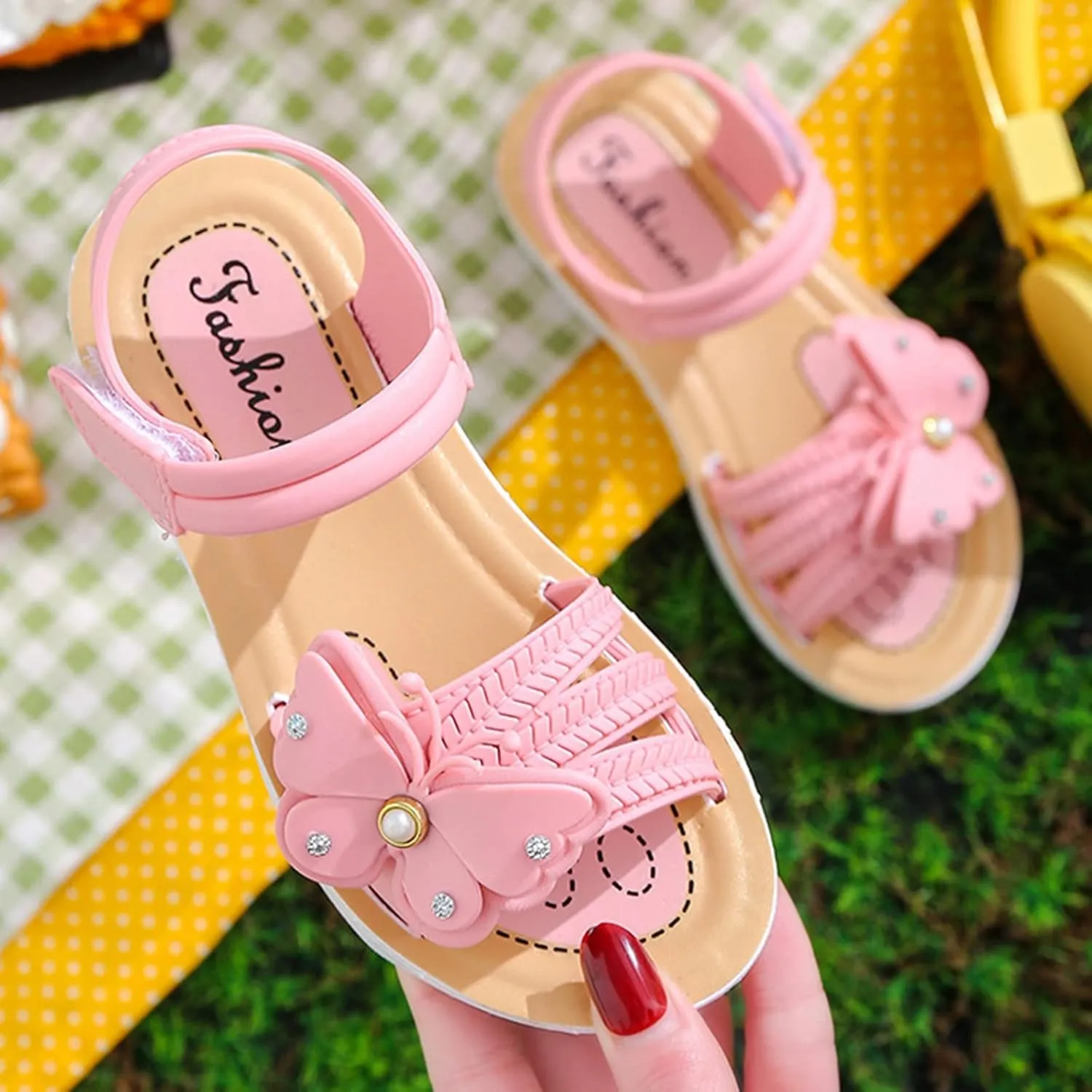 Unisex Kids Summer Sandals Baby Comfort Anti-Slip Open Toe Adjustable Walking Beach Shower Shoes for Boys Girls