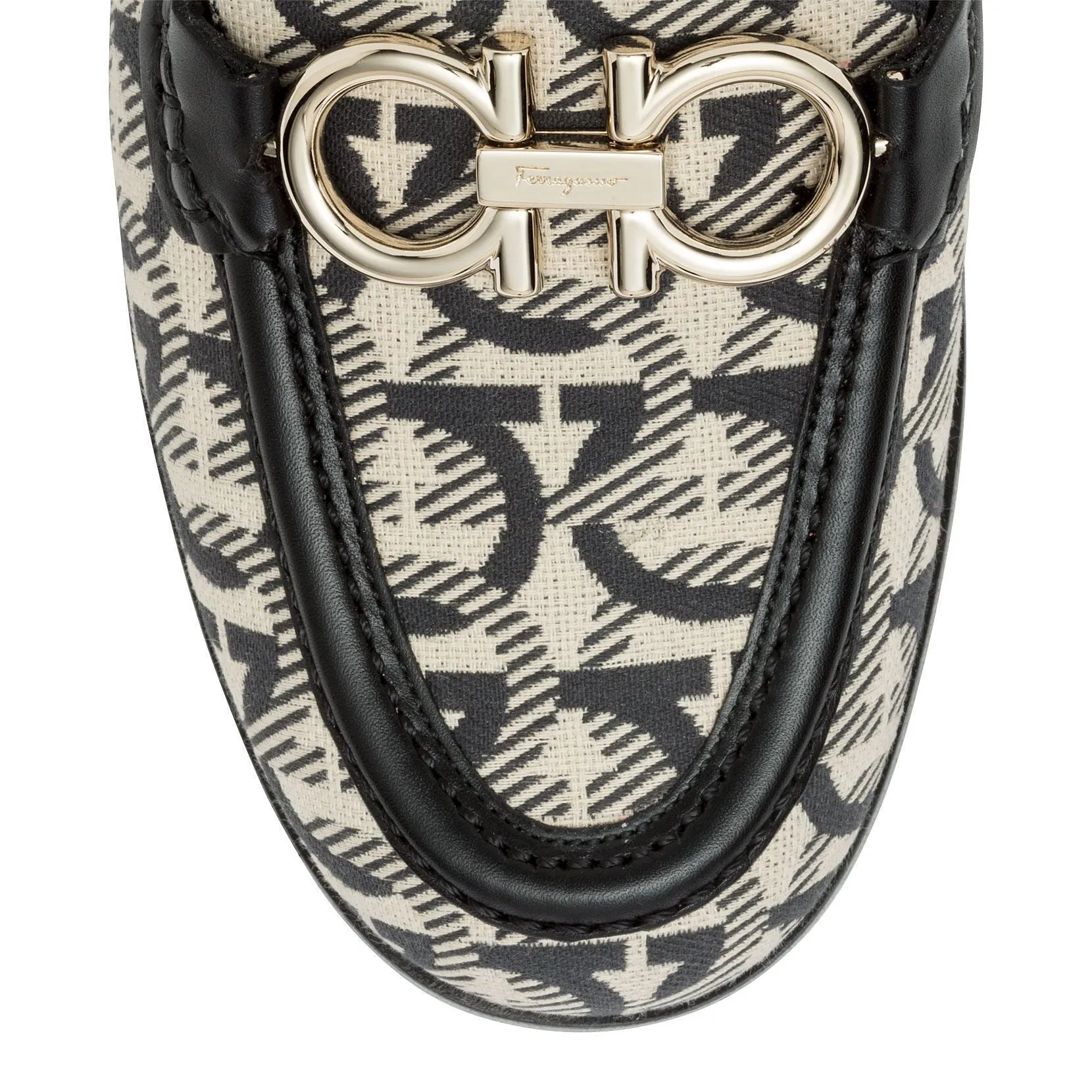 Viggio T black jaquard gancini mules