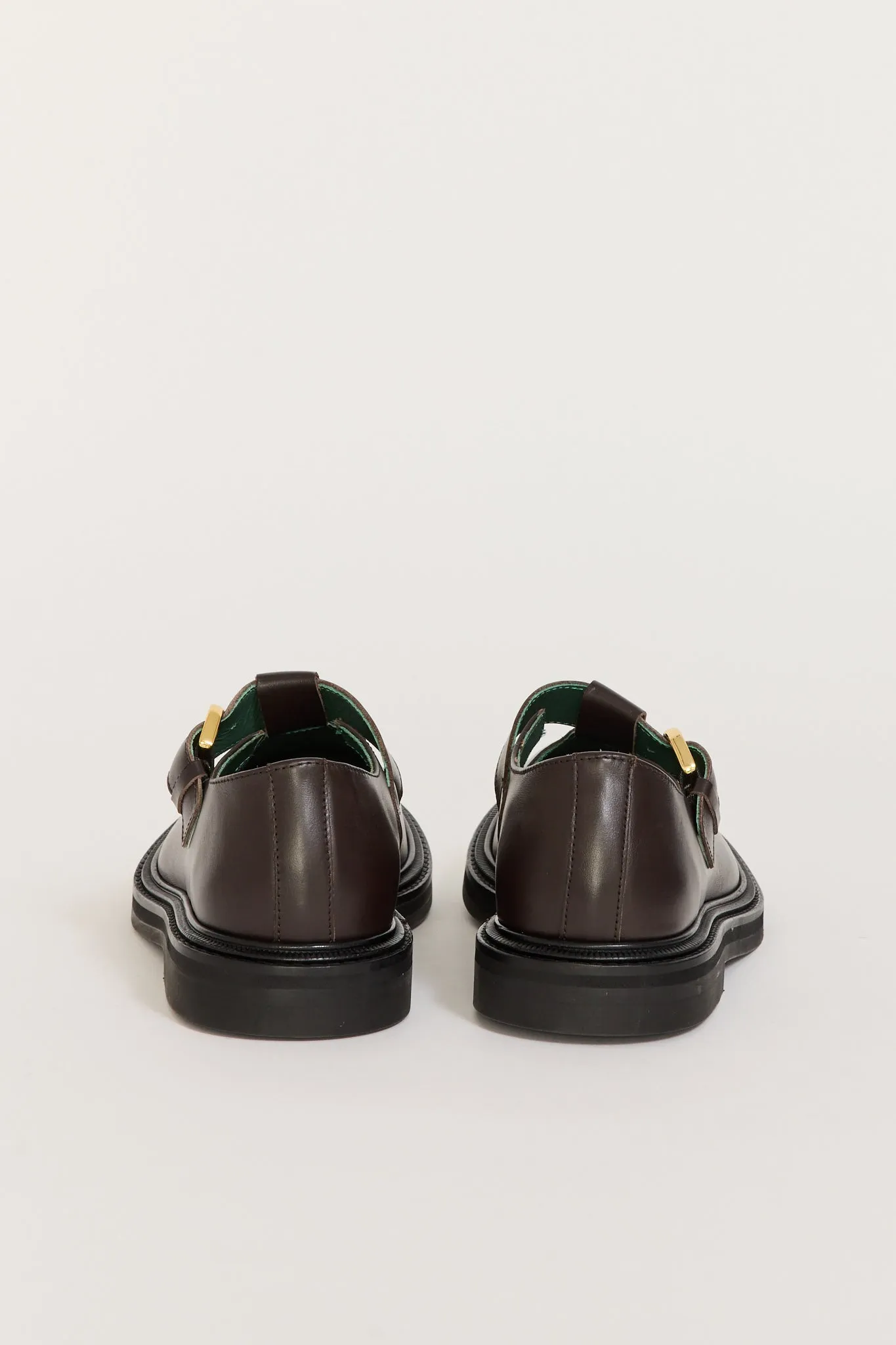 Vinnee T-Strap Derby Dark Brown Leather