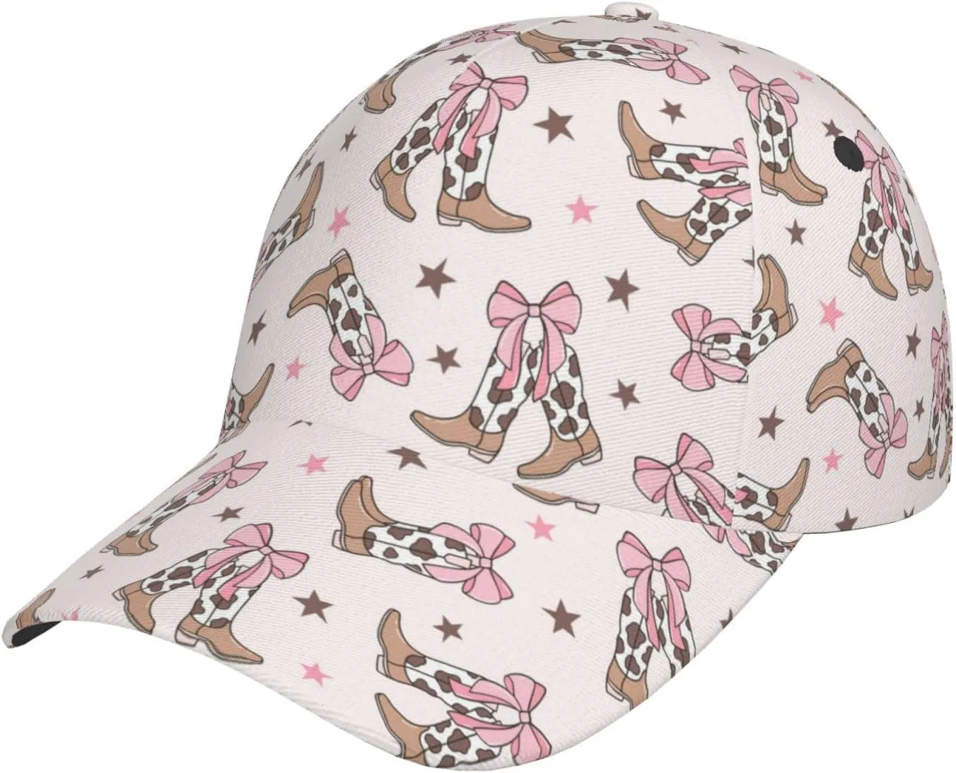 VOSERY Baseball Caps Womens Mens - Cow Bows Cowgirl Boots Print Adjustable Hats for Men Women Dad Hat Trucker Baseball Cap Black