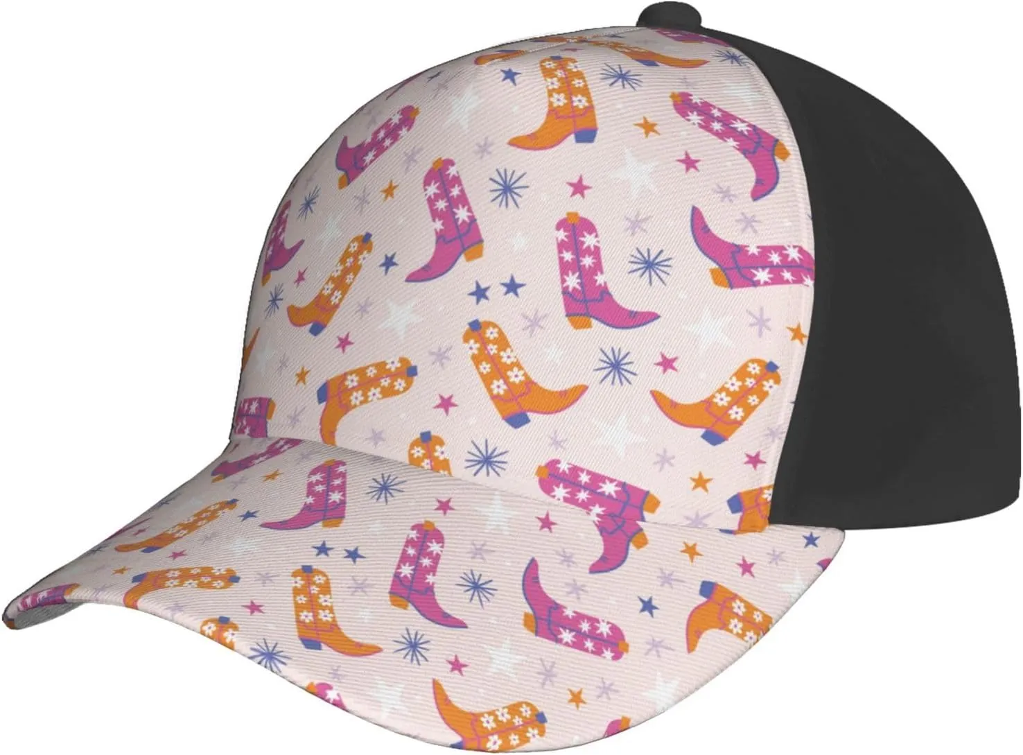 VOSERY Mens Womens Baseball Caps, Cowgirl Boots Adjustable Golf Hats Baseball Cap for Men Women Dad Trucker Black