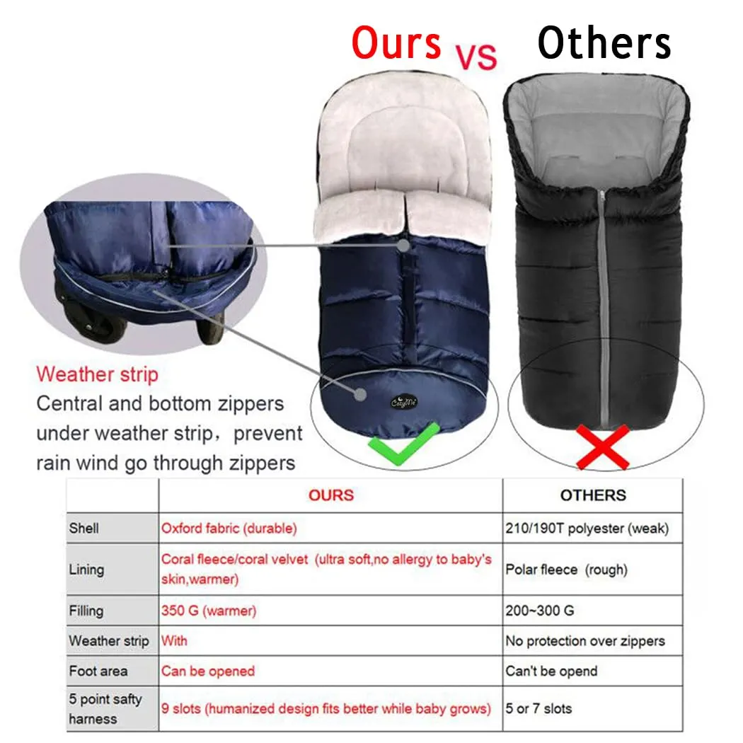 Winter Outdoor Toddler Standard Stroller Bunting Bag, Waterproof, Winter Cozy Toe,Height&Length&Temperature Adjustable, Toddler Footmuff