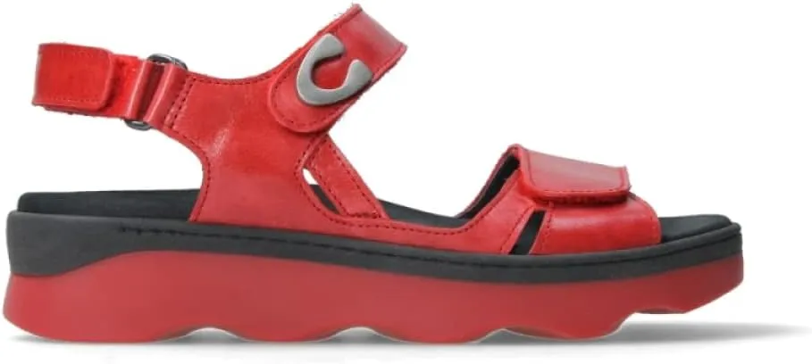 Wolky Women's Flat Sandals, Red Reflex Leather, 7-7. 5