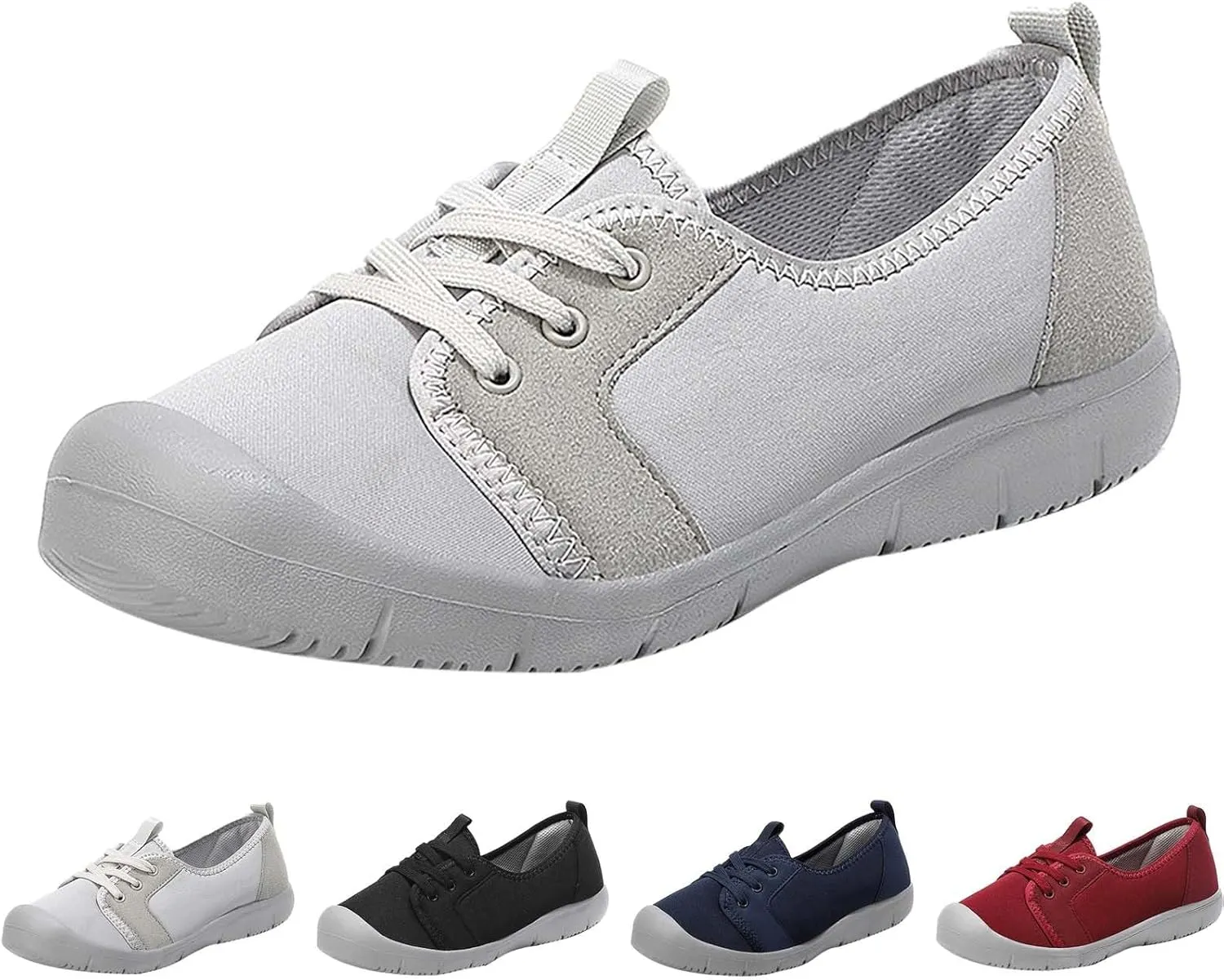 Women Comfortable Slip On Shoes Casual Walking Sneakers Lightweight Canvas Flats Non Slip Breathable Loafers