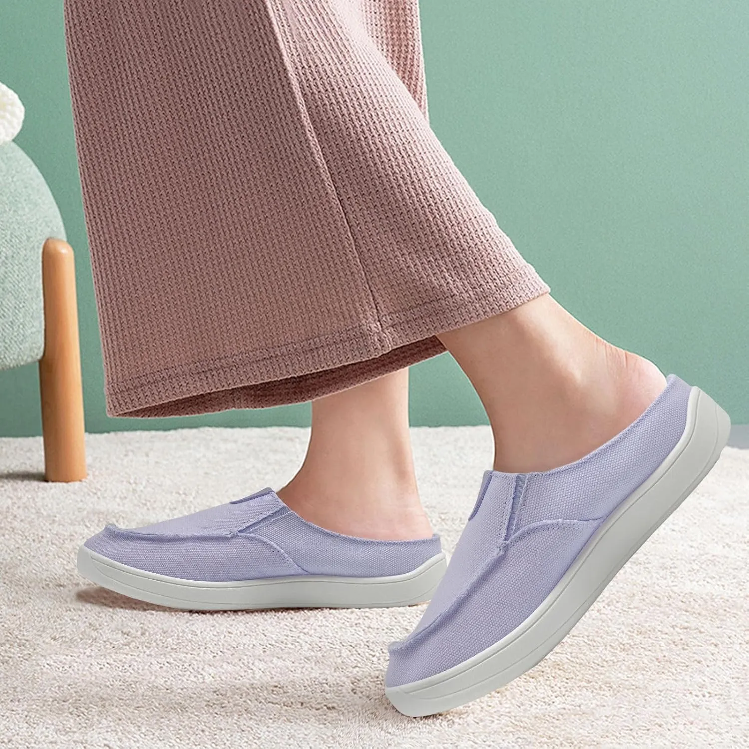 Women Mens Mules Sneakers Winter Warm with Fur Lined Slip-on Mules Slippers Indoor Outdoor Comfort Walking Canvas
