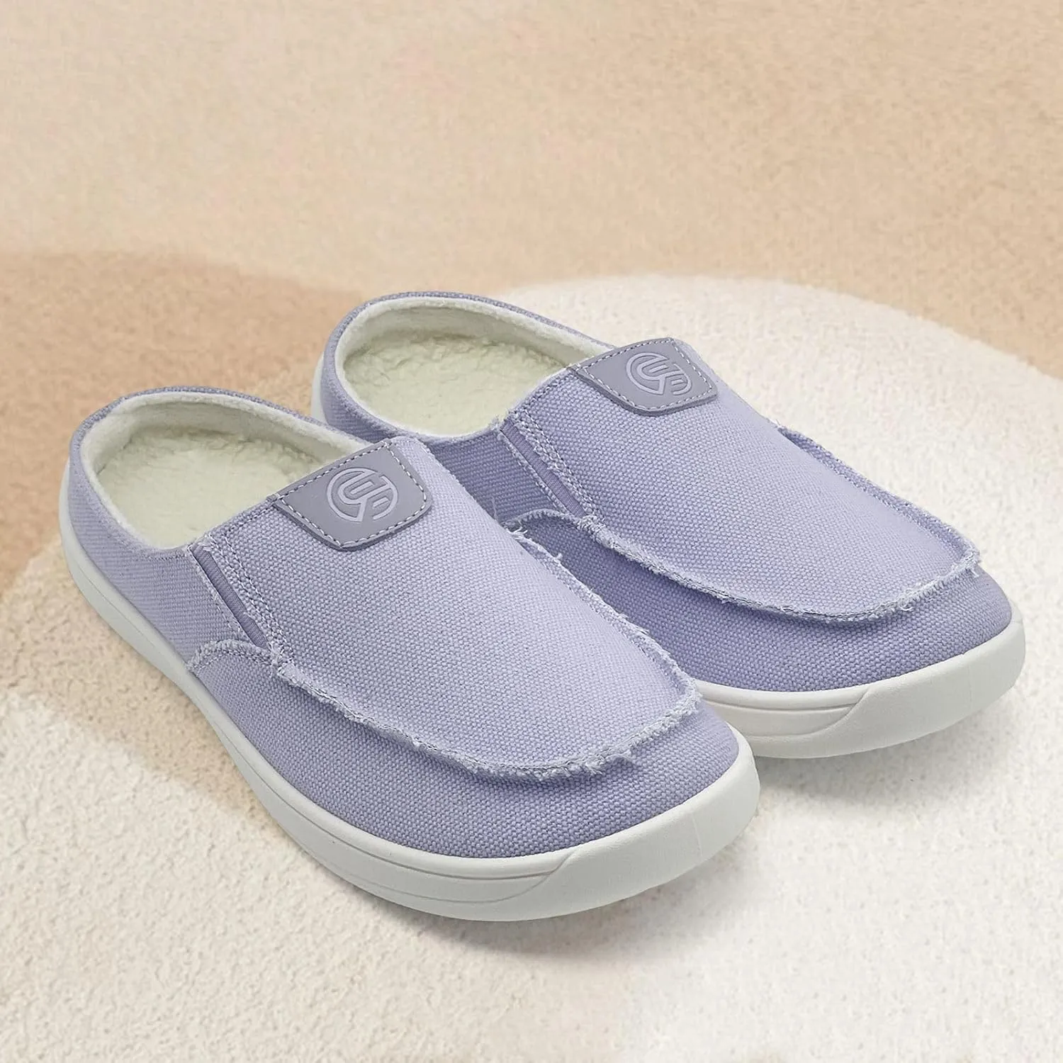 Women Mens Mules Sneakers Winter Warm with Fur Lined Slip-on Mules Slippers Indoor Outdoor Comfort Walking Canvas