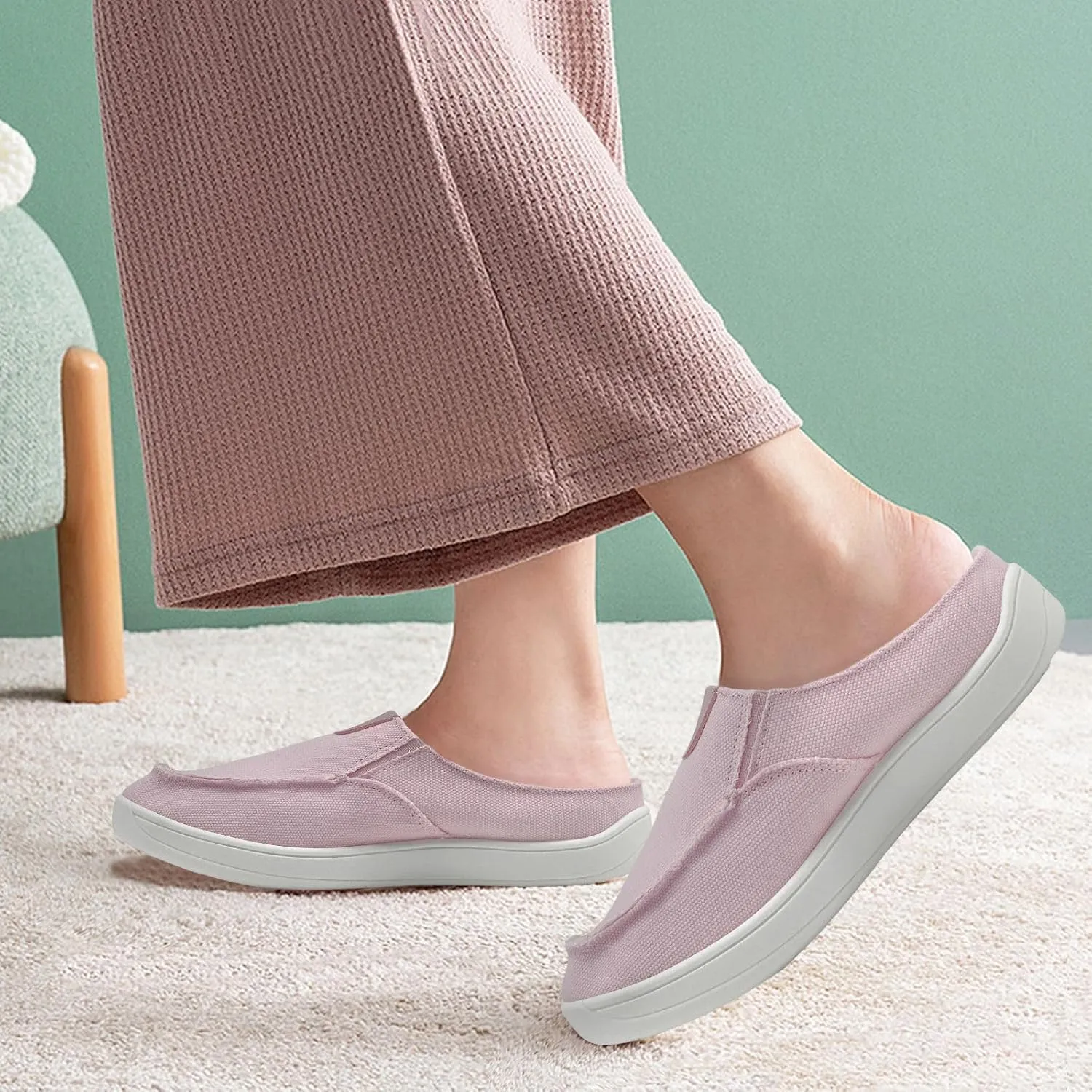 Women Mens Mules Sneakers Winter Warm with Fur Lined Slip-on Mules Slippers Indoor Outdoor Comfort Walking Canvas