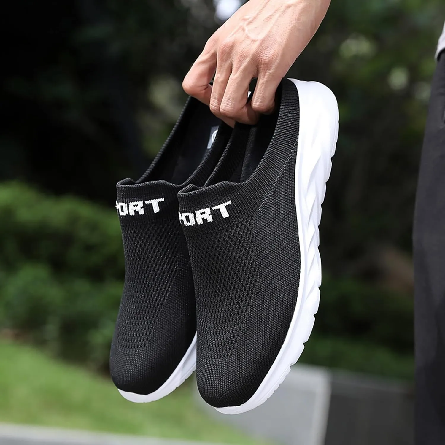 Women's Backless Slip on Mesh Sneakers Shoes Walking Shoes Women Slip On Black Casual Shoes White Platform Sneakers Steel Toe Tennis Shoe Loafers Casual Slip On