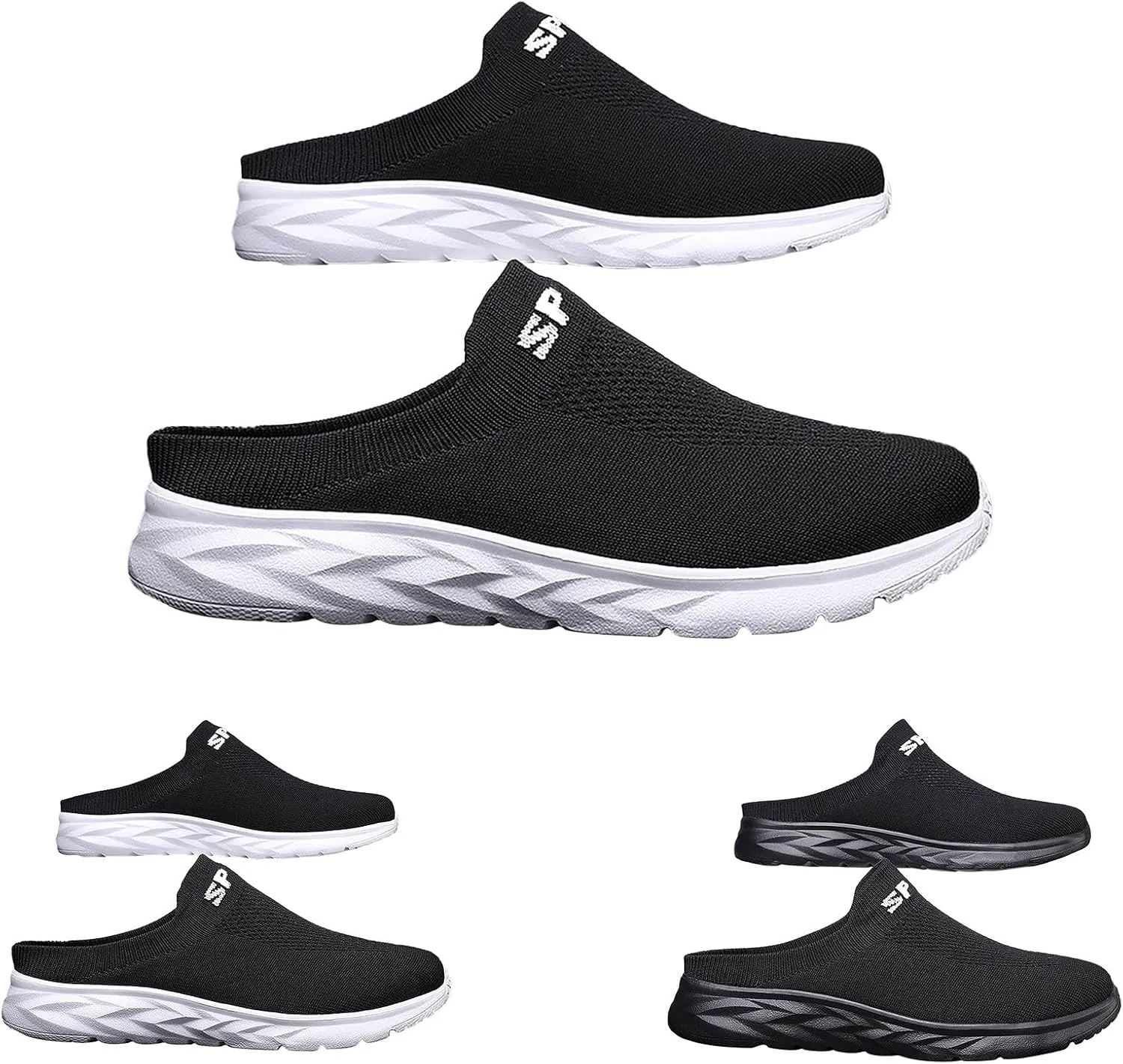 Women's Backless Slip on Mesh Sneakers Shoes Walking Shoes Women Slip On Black Casual Shoes White Platform Sneakers Steel Toe Tennis Shoe Loafers Casual Slip On