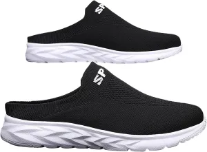 Women's Backless Slip on Mesh Sneakers Shoes Walking Shoes Women Slip On Black Casual Shoes White Platform Sneakers Steel Toe Tennis Shoe Loafers Casual Slip On