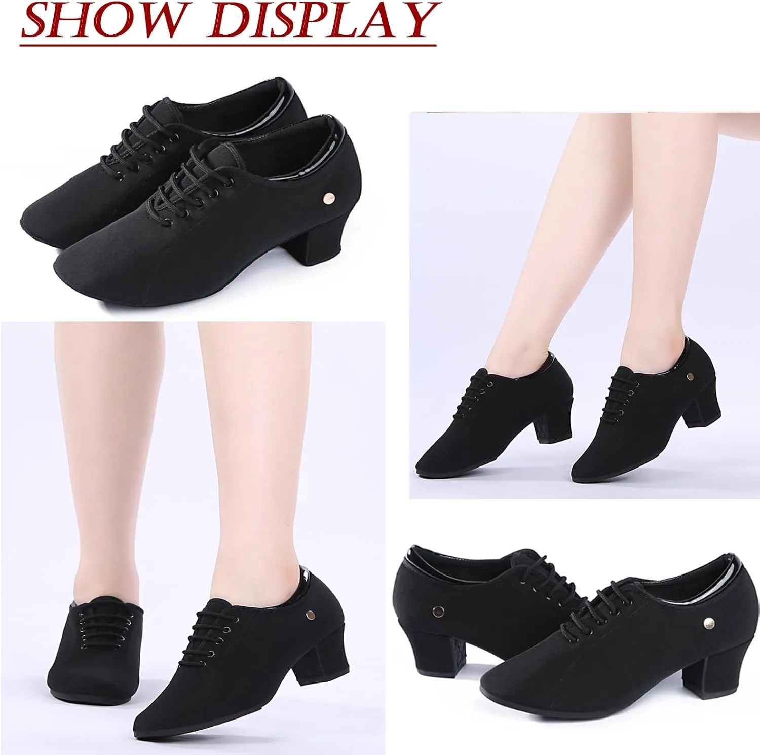 Women's Ballroom Dance Shoes Lace-up Closed Toe Suede Sole Professional Modern Salsa Latin Teaching Practice Performance Dance Shoes