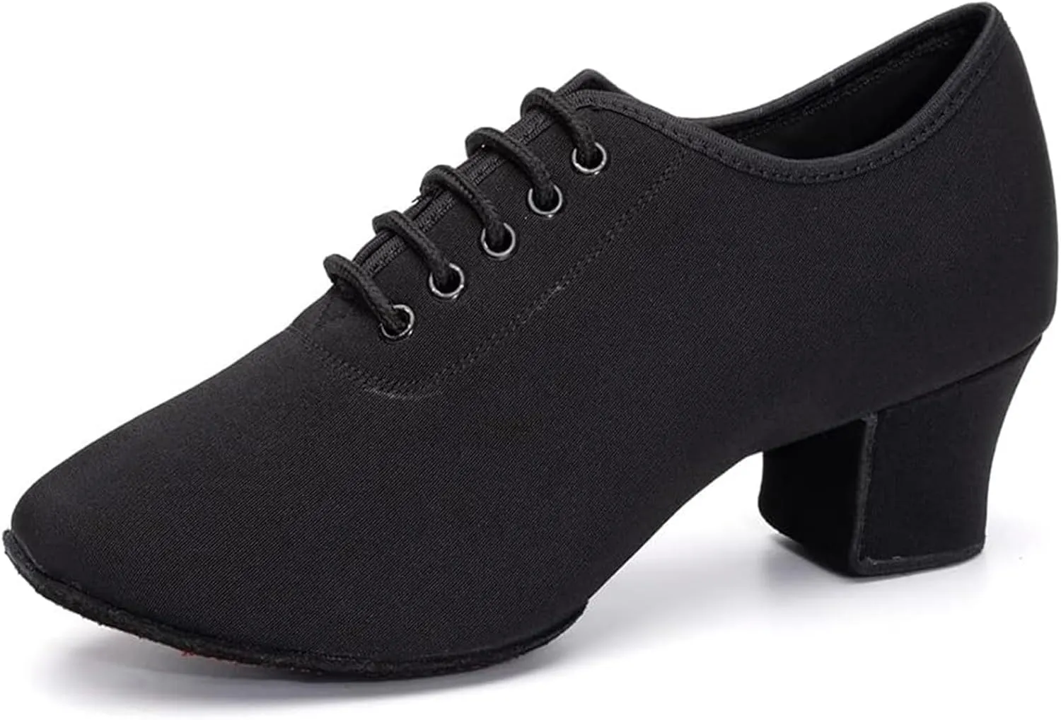 Women's Ballroom Dance Shoes Lace-up Closed Toe Suede Sole Professional Modern Salsa Latin Teaching Practice Performance Dance Shoes,Black,8