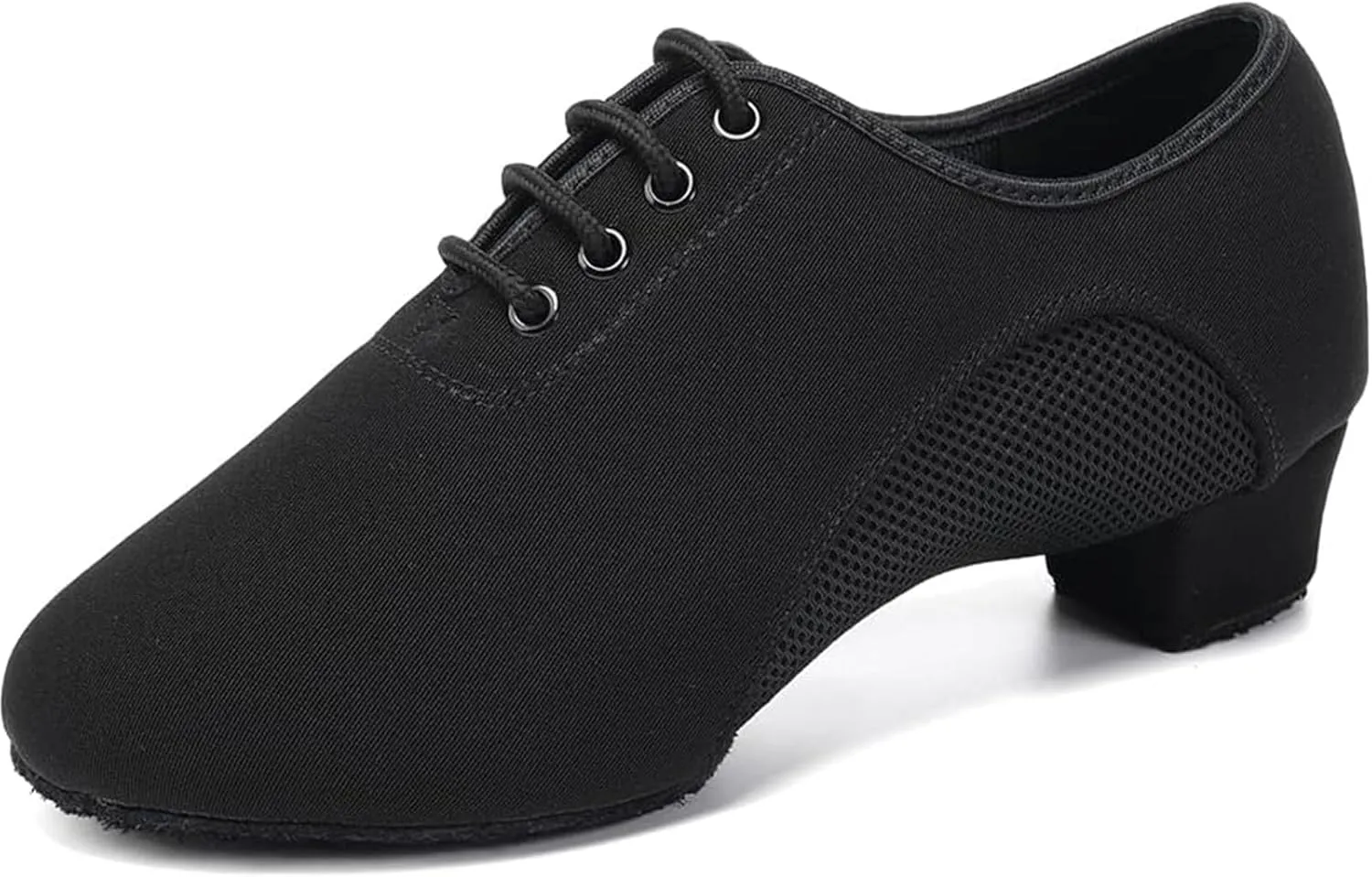 Women's Ballroom Dance Shoes with Mesh Closed Lace-up Toe Suede Sole Professional Modern Salsa Latin Teaching Practice Performance Dance Shoes,9 Black